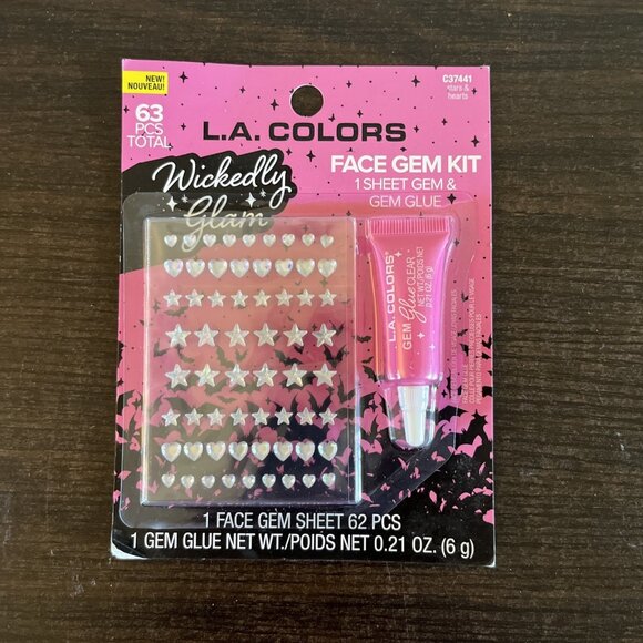 NIP L.A. Colors Wickedly Glam Face Gem Kit 63 Pieces Total 1 Sheet Gem Gem Glue - Picture 1 of 2